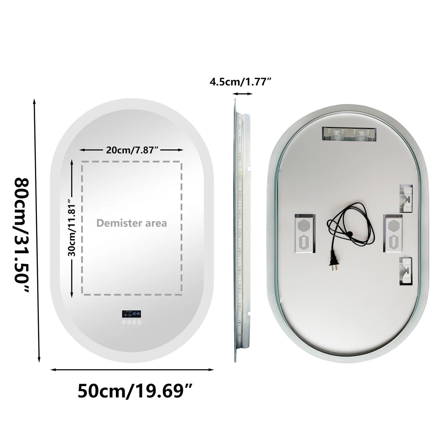 Espejo LED Ovalado Inteligente para Baño con Altavoz Bluetooth – Diseño con Sensor Táctil y Antivaho