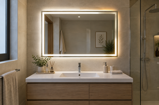 Espejo LED de baño con luz ligeramente inestable para diagnosticar parpadeo
