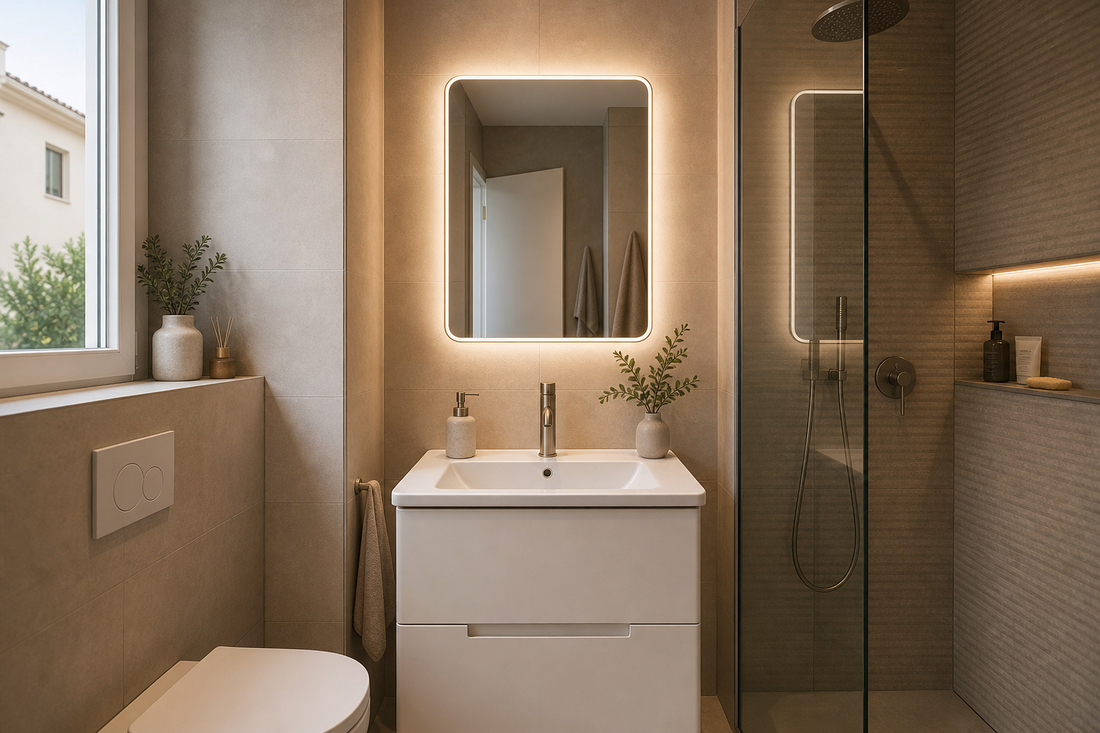 Qué tamaño de espejo LED queda mejor sobre un lavabo de 60 cm
