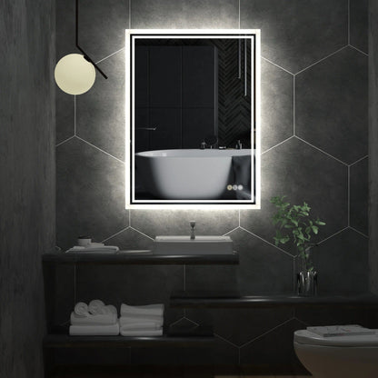 Espejo de Baño LED Rectangular con Retroiluminación, Gran Tamaño, Regulable, Control Táctil e Impermeable