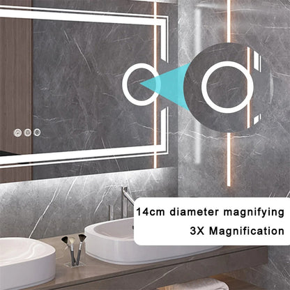 Espejo de Baño LED Inteligente Rectangular Extra Grande con Doble Iluminación y Aumento 3X